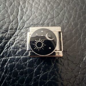 Celestial Sun & Moon Italian Charm – Black Enamel